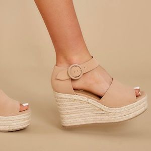 Soda Nude Platform Espadrille Wedge Sandals